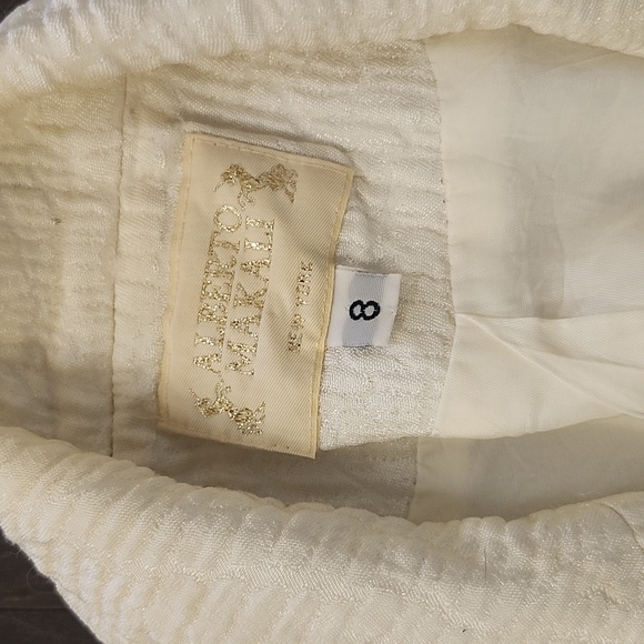 Alberto Makali Vintage white Cropped Blazer size 8 shoulder pads 1980's - Picture 2 of 4